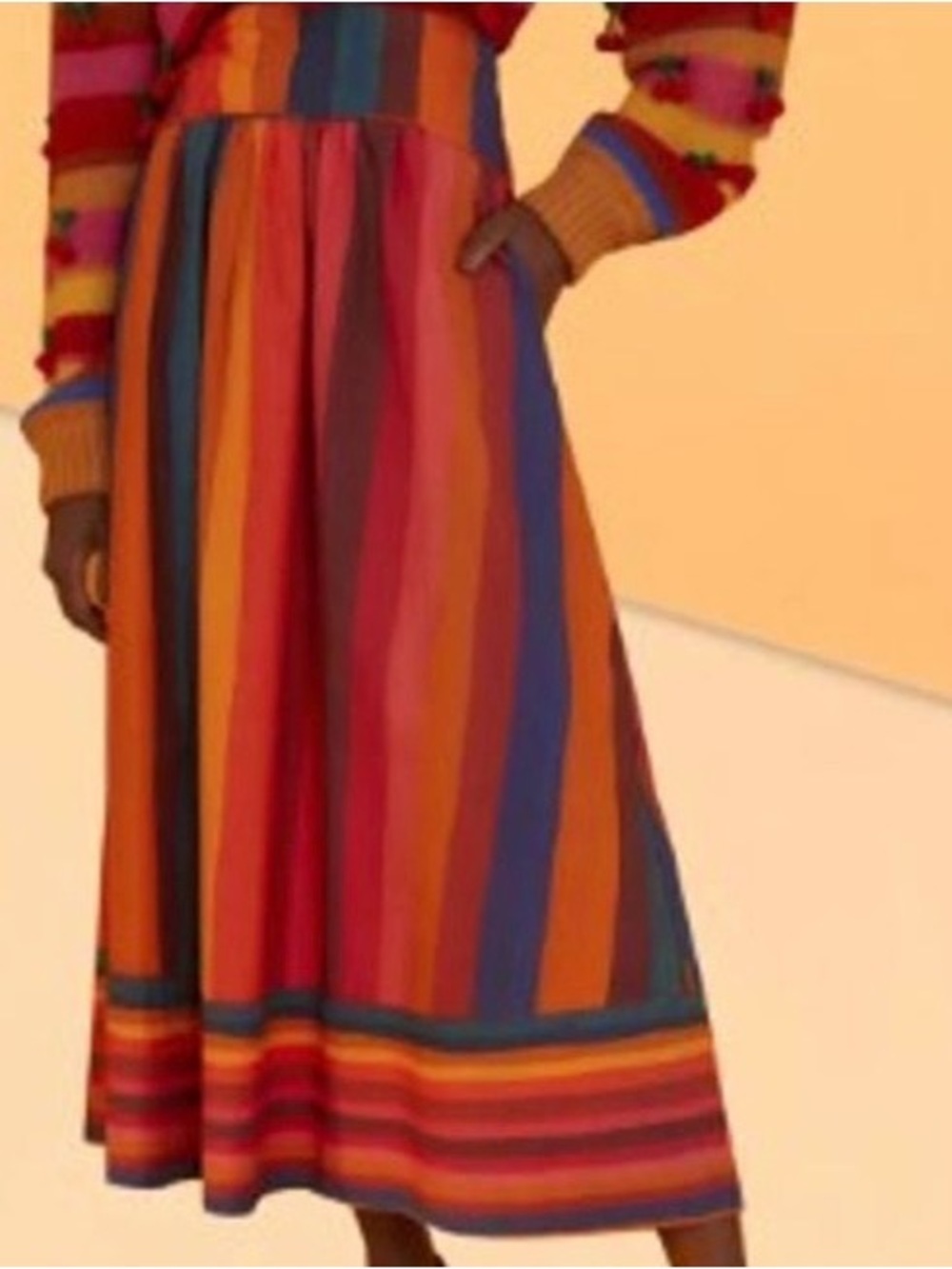 Farm Rio Banana Skies Striped Skirt Organic Cotton